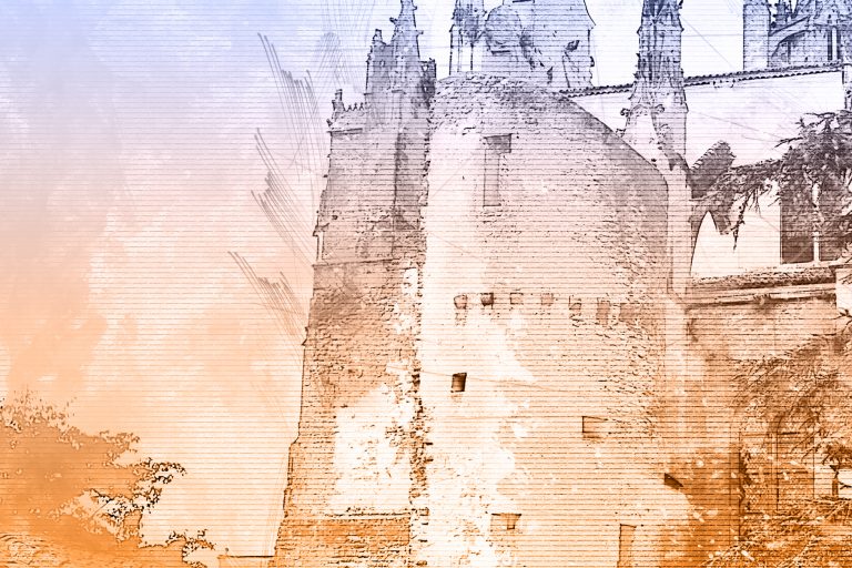 Dessin de la tour latérale de la Cathédrale de Bazas