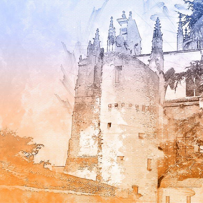 Dessin de la tour latérale de la Cathédrale de Bazas