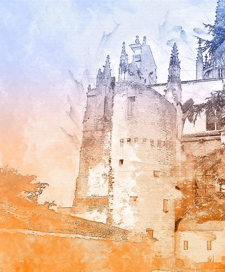 Dessin de la tour latérale de la Cathédrale de Bazas