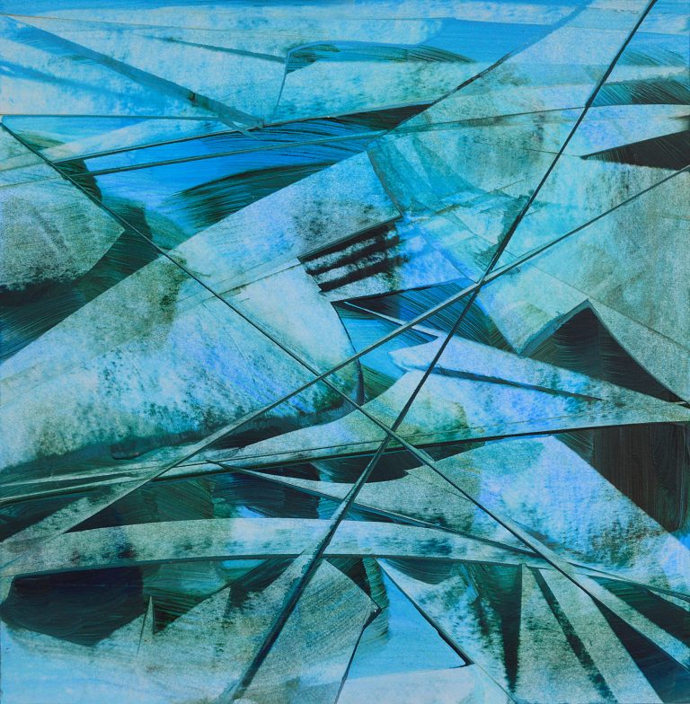 Tableau abstrait de l‘Artiste Peintre Yannick Le Quilleuc : “Barouf aux Minquiers”